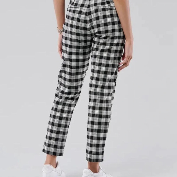 HOLLISTER Straight Ultra High Rise Black & White Check Trouser Pants Womens XS - Picture 2 of 4